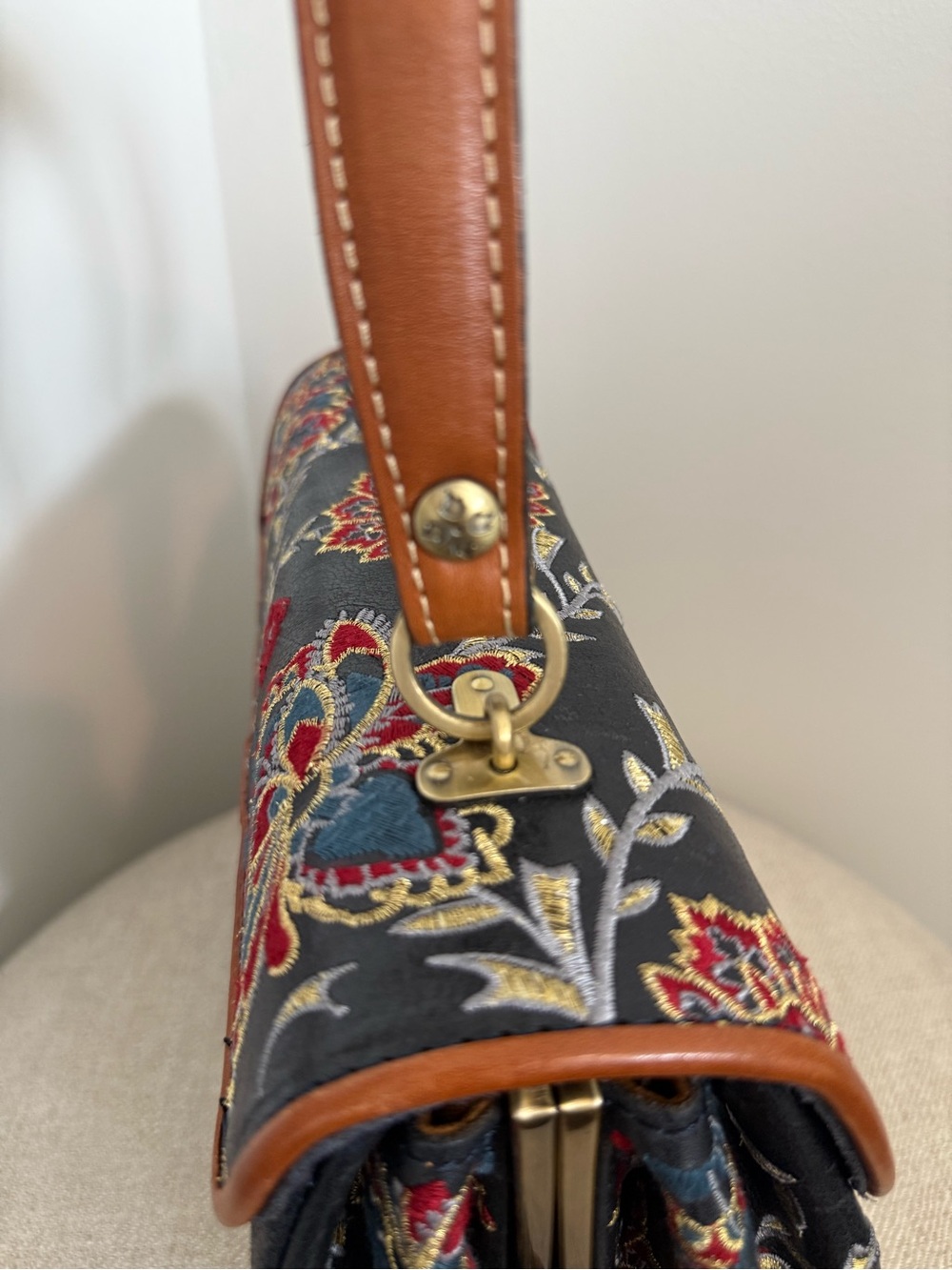 Patricia Nash Floral Embroidered Top-Handle Satchel Bag - Picture 8 of 15